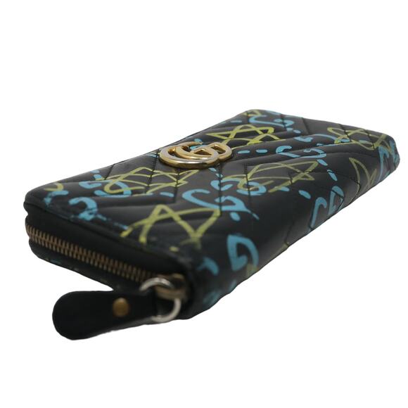 Gucci Marmount Ghost Blue Star Graffiti Zip Around Wallet GG-W1213P-C005 - Picture 5 of 10